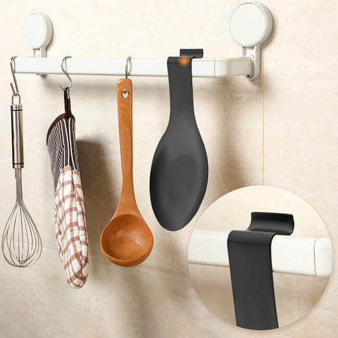 Spoon Rest for Kitchen Counter Cooking Utensil Rest Spoon Ladle Holder for Stove Top Rust Resistant Black (2PCS)