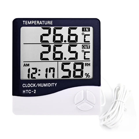 HTC-1 HTC-2 LCD Electronic Digital Temperature Humidity Meter Home Thermometer Hygrometer Indoor Outdoor Weather Station Clock