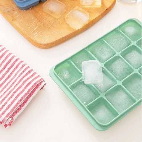 Ice Cube Tray, Ice Tray, Silicone Square Ice Cube Molds, Easy Release 15 Flexible Silicone Ice Cube Molds With Removable Lid, Fo