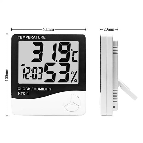 HTC-1 HTC-2 LCD Electronic Digital Temperature Humidity Meter Home Thermometer Hygrometer Indoor Outdoor Weather Station Clock