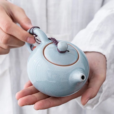 Ceramic Teapot manual Chinese ice crack split teapot can raise tea pots household