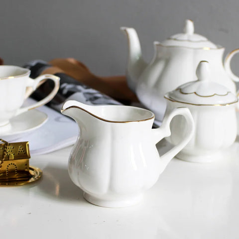 Sugar Bowl with Lid, Milk Jug, Family Cafe, Coffee Shop Set, Gold Line Sauce Creamer Pot, Candy Jar, Modern Fashion