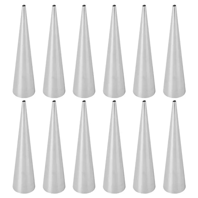 12PCS Stainless Steel Pastry Cream Horn Molds Conical Tube Cone Pastry Roll Horn Mould Kitchen Baking Coil Tool