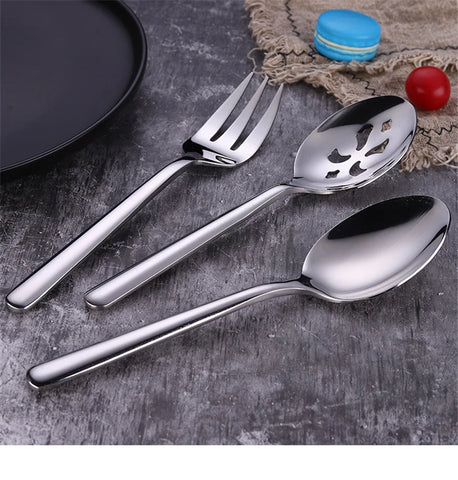 Stainless Steel Salad Serving Spoon Thickening Durable Table Fork Colander Distributing Dish Spoons Western Tableware