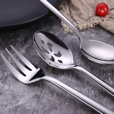 Stainless Steel Salad Serving Spoon Thickening Durable Table Fork Colander Distributing Dish Spoons Western Tableware