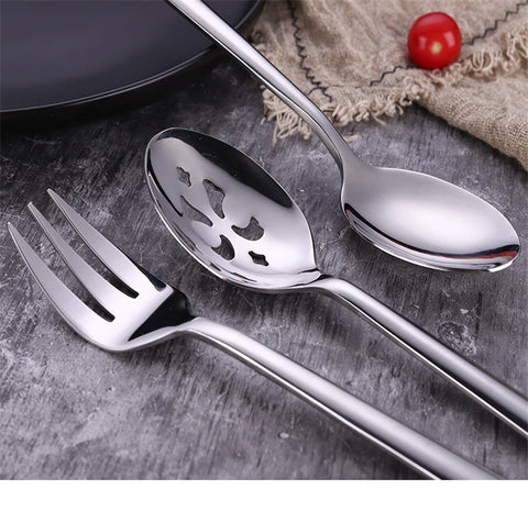 Stainless Steel Salad Serving Spoon Thickening Durable Table Fork Colander Distributing Dish Spoons Western Tableware