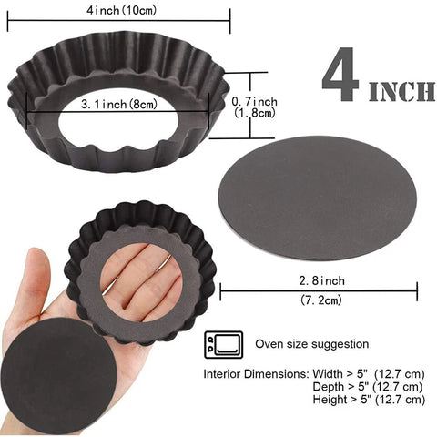 10cm Mini Pie Muffin Cupcake Pans Non-Stick Tart Quiche Flan Pan Molds Pie Pizza Cake Mold Removable Loose Bottom Round Bakeware