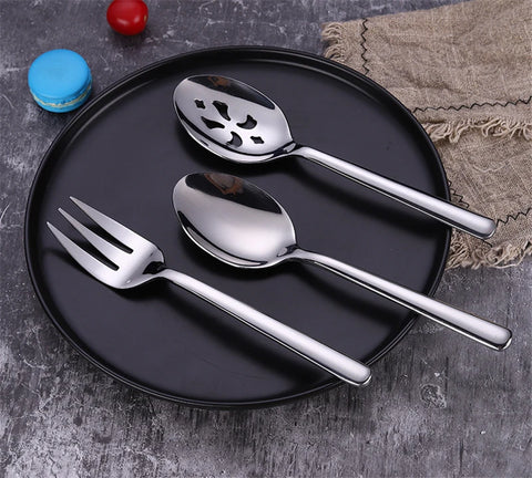 Stainless Steel Salad Serving Spoon Thickening Durable Table Fork Colander Distributing Dish Spoons Western Tableware