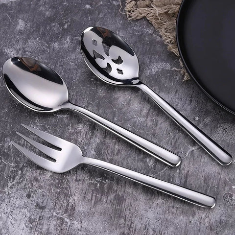 Stainless Steel Salad Serving Spoon Thickening Durable Table Fork Colander Distributing Dish Spoons Western Tableware