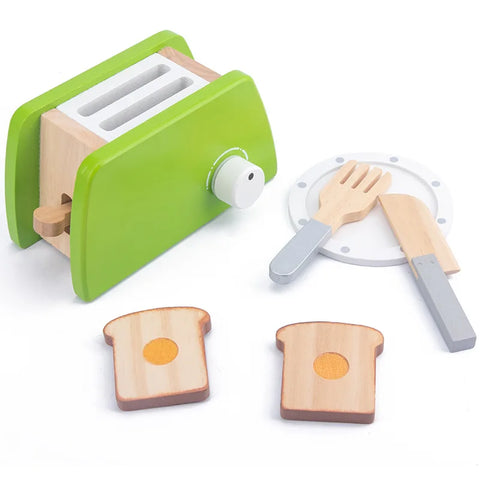 Pretend Kitchen Wooden Baking Toy Simulation Coffee Machine Toaster Food Mixer For Baby Early Education