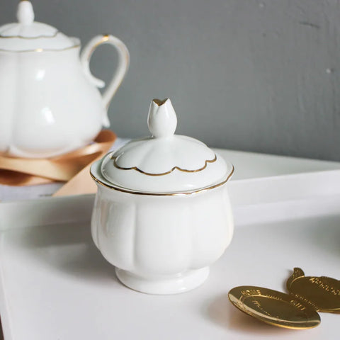 Sugar Bowl with Lid, Milk Jug, Family Cafe, Coffee Shop Set, Gold Line Sauce Creamer Pot, Candy Jar, Modern Fashion