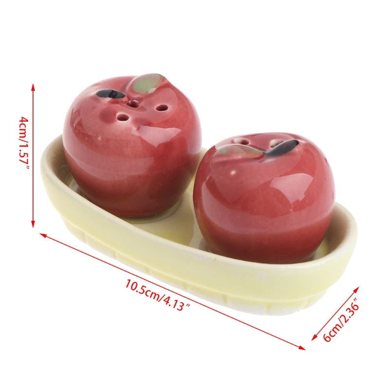 1 Pair for Apple Ceramic Salt Pepper Shakers Set Seasoning Bottle Wedding Party