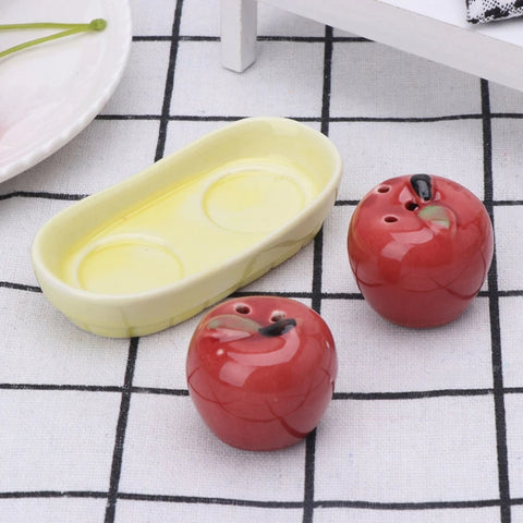 1 Pair for Apple Ceramic Salt Pepper Shakers Set Seasoning Bottle Wedding Party