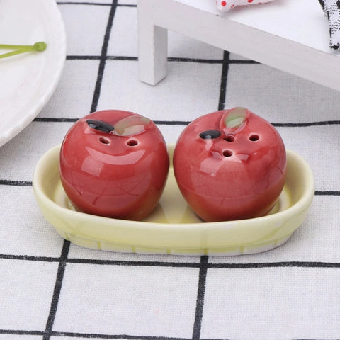 1 Pair for Apple Ceramic Salt Pepper Shakers Set Seasoning Bottle Wedding Party