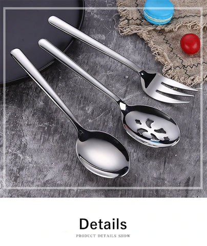 Stainless Steel Salad Serving Spoon Thickening Durable Table Fork Colander Distributing Dish Spoons Western Tableware