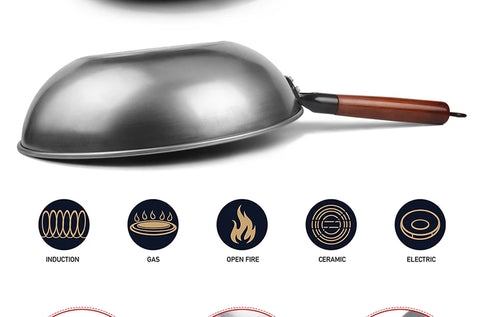 30/32CM Iron Wok Traditional Handmade Wok Kitchen Cookware Non-coating Pan Electromagnetic Furnace General Iron Pot