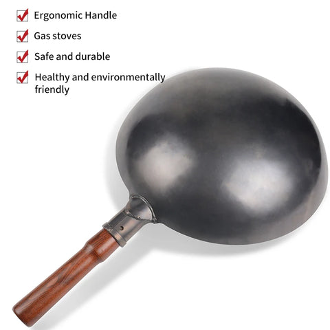 High quality iron pan Non-coating Cooking Pot Kitchen Cookeware,Handmade Hammering Wok Gas Cookware