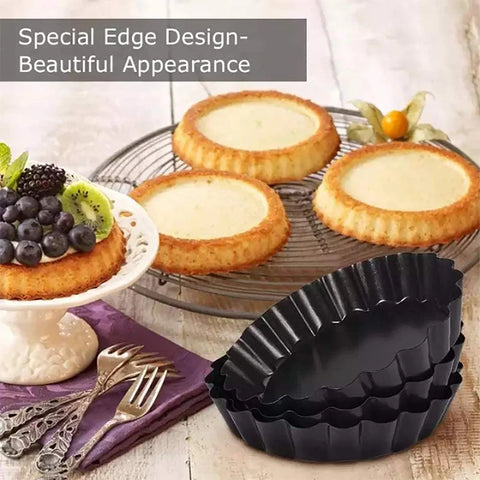 10cm Mini Pie Muffin Cupcake Pans Non-Stick Tart Quiche Flan Pan Molds Pie Pizza Cake Mold Removable Loose Bottom Round Bakeware