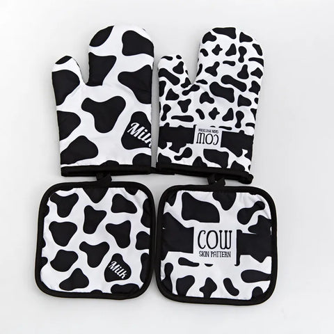 Kitchen Gloves Insulation Leopard Pattern Pad Cooking Microwave Gloves Baking BBQ Oven Potholders Oven Mitts Potholder Pad