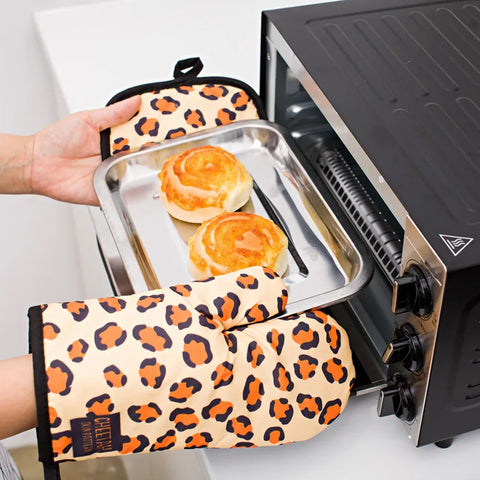 Kitchen Gloves Insulation Leopard Pattern Pad Cooking Microwave Gloves Baking BBQ Oven Potholders Oven Mitts Potholder Pad