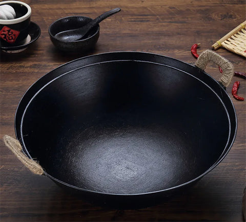 Cast Iron rok Pots Round Bottom Big Iron Pot Uncoated Non stick Pot Wok Casserole selected kitchen cooking pot cast iron skillet