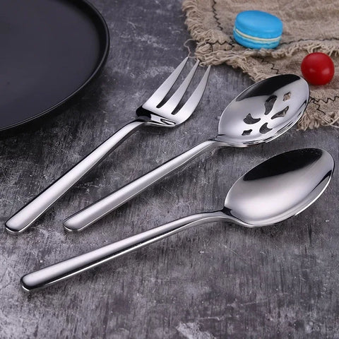 Stainless Steel Salad Serving Spoon Thickening Durable Table Fork Colander Distributing Dish Spoons Western Tableware