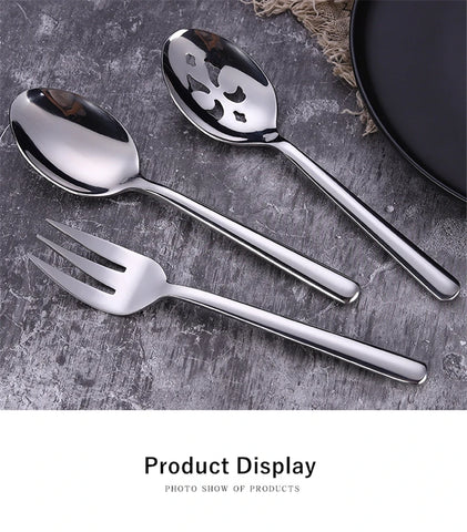 Stainless Steel Salad Serving Spoon Thickening Durable Table Fork Colander Distributing Dish Spoons Western Tableware