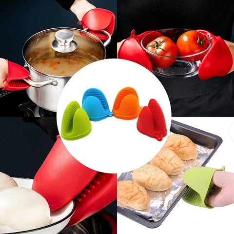 4pcs Oven Glove Thicken Silicone Pot Holder Mini Oven Mitts Heat Resistant Pinch Covers for Baking Kitchen Cooking BBQ  Grilling