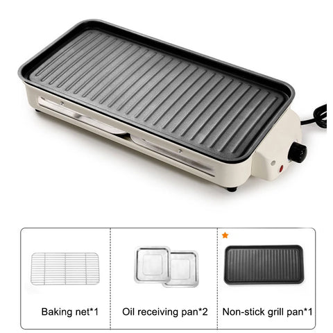 Household Electric Grill Indoor Smokeless Skewer Griddle Food Barbecue Baking Pan Roaster Non-Stick BBQ Roasting Omelette Oven