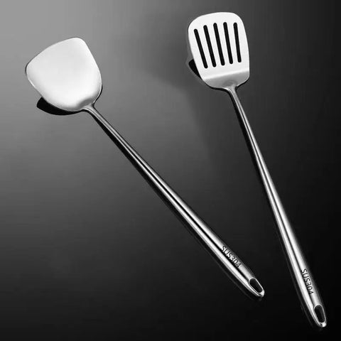 304 Stainless Steel Wok Spatula Metal Kitchen Accessories Slotted Turner Rice Spoon Ladle Cooking Tools Utensil Set Dropshipping