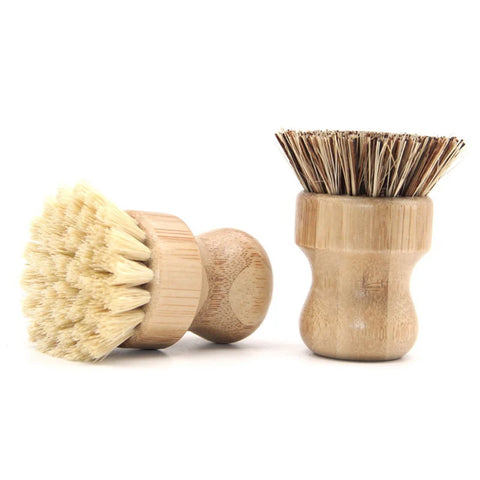 Natural Bamboo Dish Scrub Brushes, Kitchen Wooden Cleaning Scrubbers for Washing Cast Iron Pan/Pot