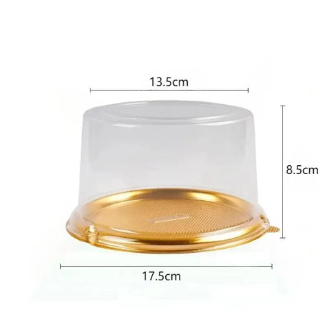 10Pcs Gold Plastic Cake Container with  Dome Lid Disposable Cake Display Containers Round Cake Boards Cake Diameter 6inch