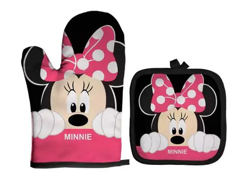 Mickey and Minnie Baking Gloves Cartoon Insulation Mat Pink Microwave Oven Mitt Anti-heat Cooking Potholders Kitchen Accessories