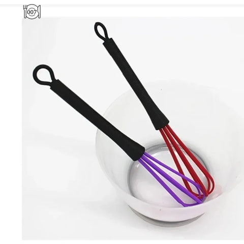 1 PCS Small Mini Plastic Whisk Mixer Hand Egg Beater Stirrer Baking Blender Tool Double Head Whisk with Small Spoon Kitchen