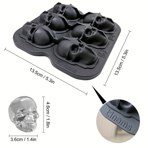 Skull Ice Ball Mold Silicone 3D Flexible Ice Cube Trays BPA Free Ice Trays For Freezer Horror Skull Head Cocktail Ice Ball Maker