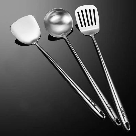 304 Stainless Steel Wok Spatula Metal Kitchen Accessories Slotted Turner Rice Spoon Ladle Cooking Tools Utensil Set Dropshipping