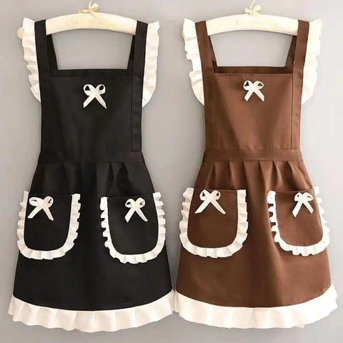 Cute Maid Outfit, Oil and Stain Resistant Apron with Waistband, Kitchen and Restaurant Work Clothes