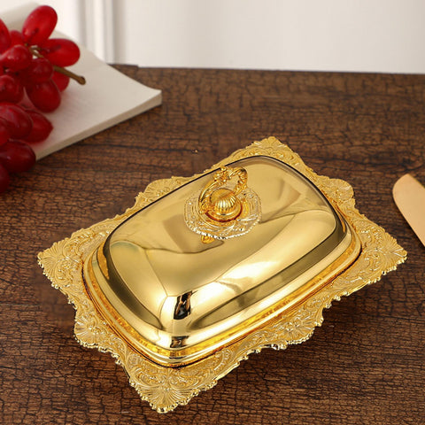 European Butter Dish Embossed Butter Container for Kitchen Fridge Festival