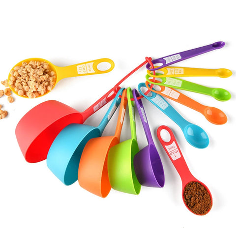 12pcs Baking Tools Kitchen Measuring Spoon Set Plastic Measuring Cup With Scale Measuring Milk  Coffee Spoon Kitchen Gadgets