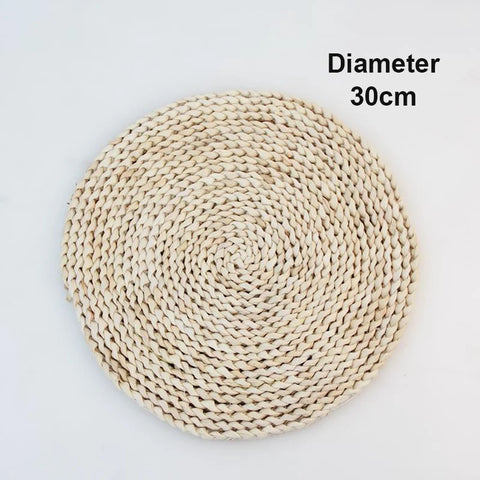 Round Natural Corn Wool Woven Placemat Thickened Insulation Tea Mat Heat-Resistant Casserole Mat Kitchen Supplies 1Pcs