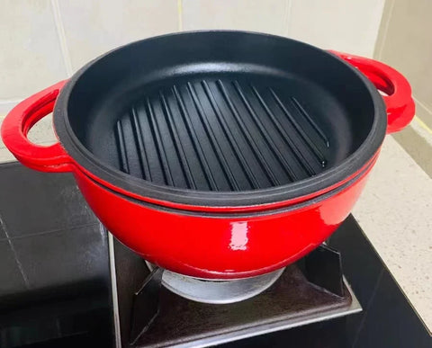 Cast Iron Enamel Pot Multi-Functional Non-Stick Cookware Colorful Long-Handle Kitchen Utensils Dutch Oven Braiser Pan