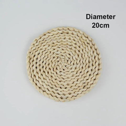 Round Natural Corn Wool Woven Placemat Thickened Insulation Tea Mat Heat-Resistant Casserole Mat Kitchen Supplies 1Pcs