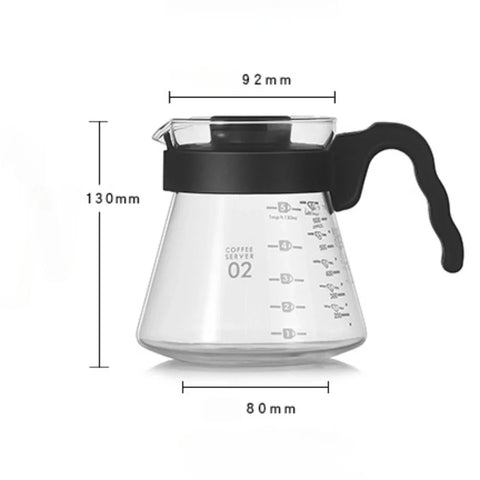 Glass Coffee Server With Scale,Drip Coffee Pot,Pour Over Carafe Microwave Safe Cold Brew Espresso for Coffee Tea Tools,600ml