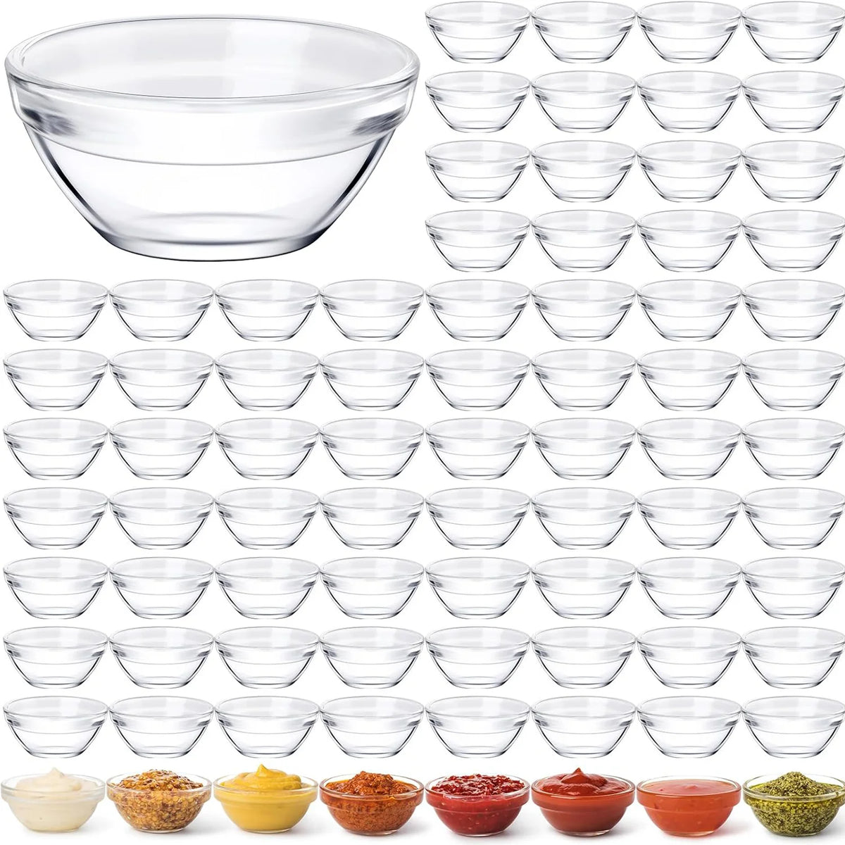 1.5oz Mini Glass Prep Bowls  Glass Ramekins Bowls  for Dish Serving Mixing Cooking Sauce Nuts Candy Dessert Salad