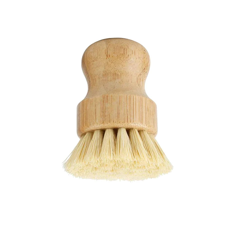 Natural Bamboo Dish Scrub Brushes, Kitchen Wooden Cleaning Scrubbers for Washing Cast Iron Pan/Pot