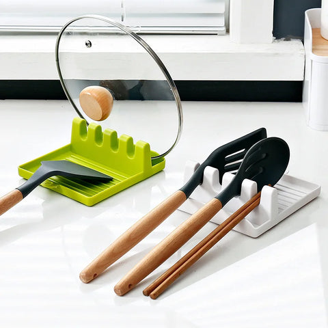 Kitchen Spoon Holders Fork Spatula Rack Shelf Organizer Plastic Chopsticks Holder Non-slip Spoons Pad