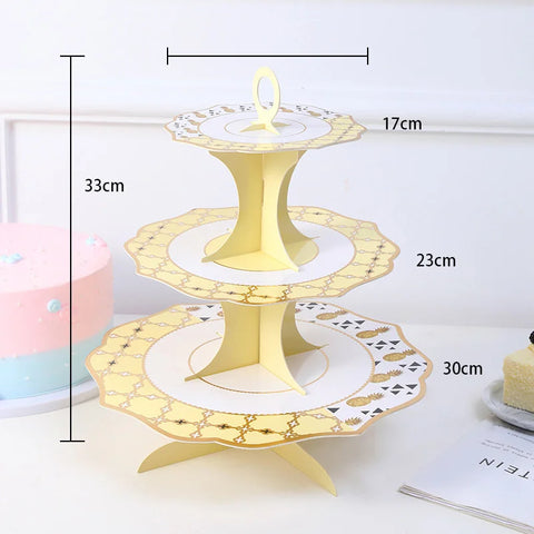 Three tier grid bronzing tray cake stand birthday cake placement festive party dessert placement rack donut rack