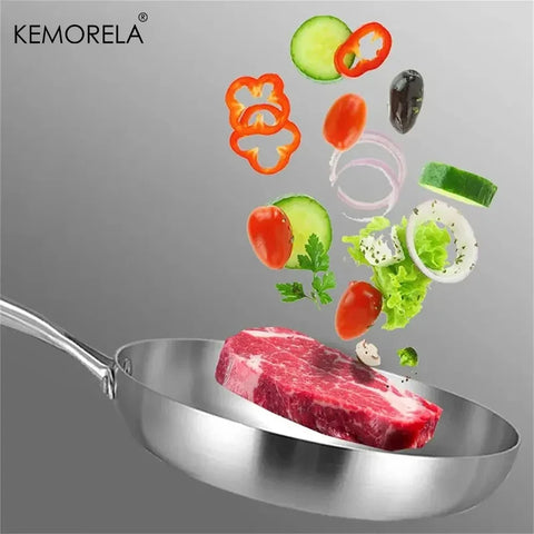 2/3PCS Frying Pan 22/24/26/28CM 304 Stainless Steel 2MM Thick Wok Pan 5 Ply Steel Food Grade Non-Stick Pans for Cooking Pot