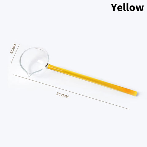 Creative Dessert Glass Spoon High Temperature Resistant Colourful Long Handle Transparent Soup Ladle Household Kitchen Spoons