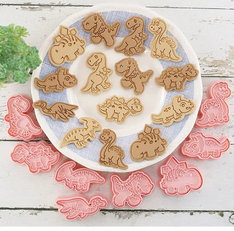 8 Pcs/set Cookie Cutters Plastic 3D Cute Cartoon Pressable Biscuit Mold Cookie Stamp Kitchen Baking Pastry Bakeware